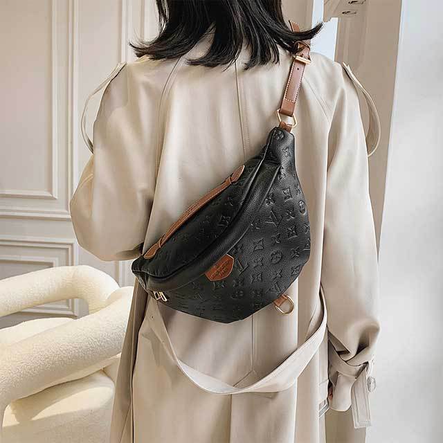 Fashion Letter Embossing Leather Fanny Pack