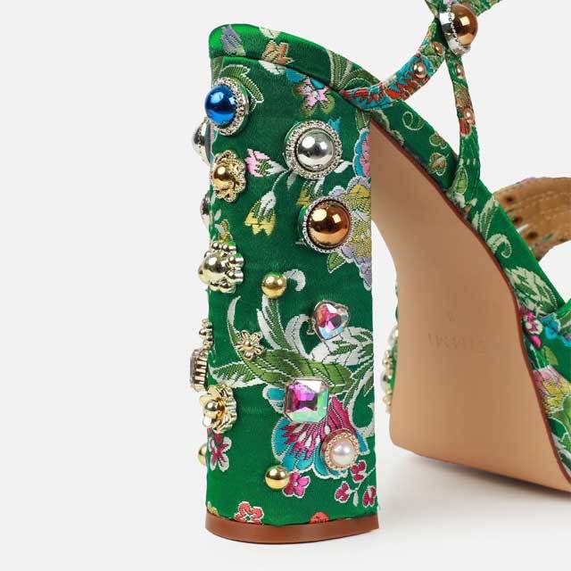 Gemstone Chunky Heeled Sandals