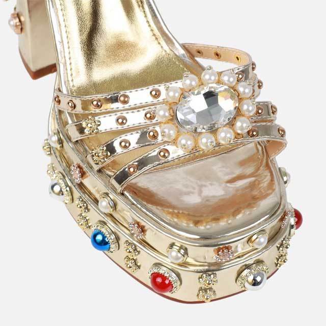 Gemstone Chunky Heeled Sandals