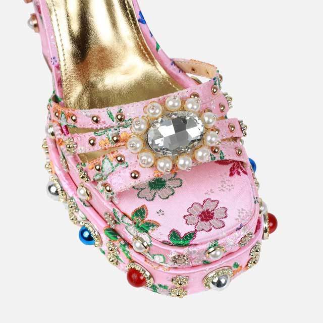 Gemstone Chunky Heeled Sandals