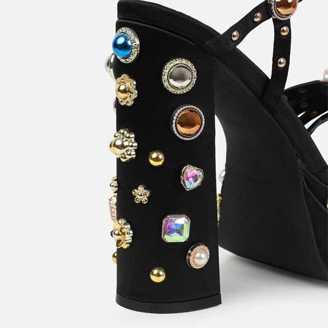 Gemstone Chunky Heeled Sandals