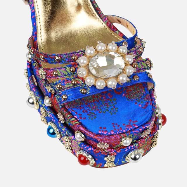 Gemstone Chunky Heeled Sandals