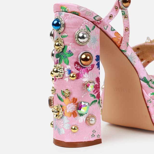 Gemstone Chunky Heeled Sandals