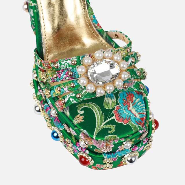 Gemstone Chunky Heeled Sandals