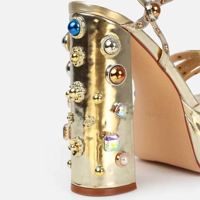 Gemstone Chunky Heeled Sandals