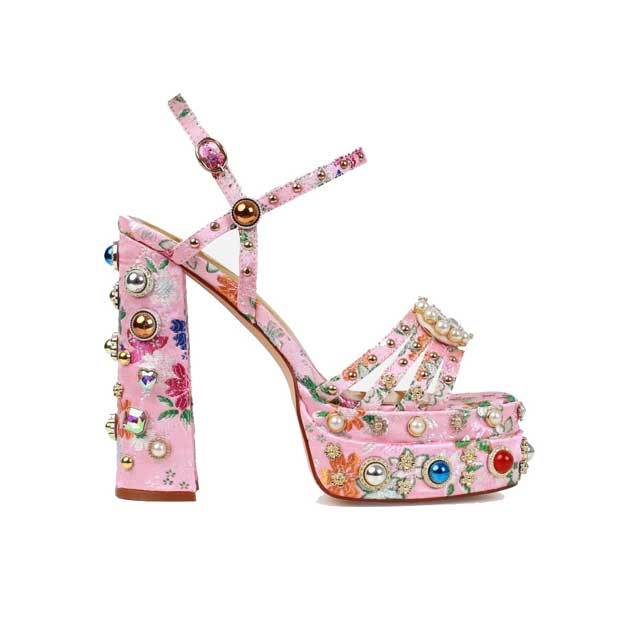 Gemstone Chunky Heeled Sandals