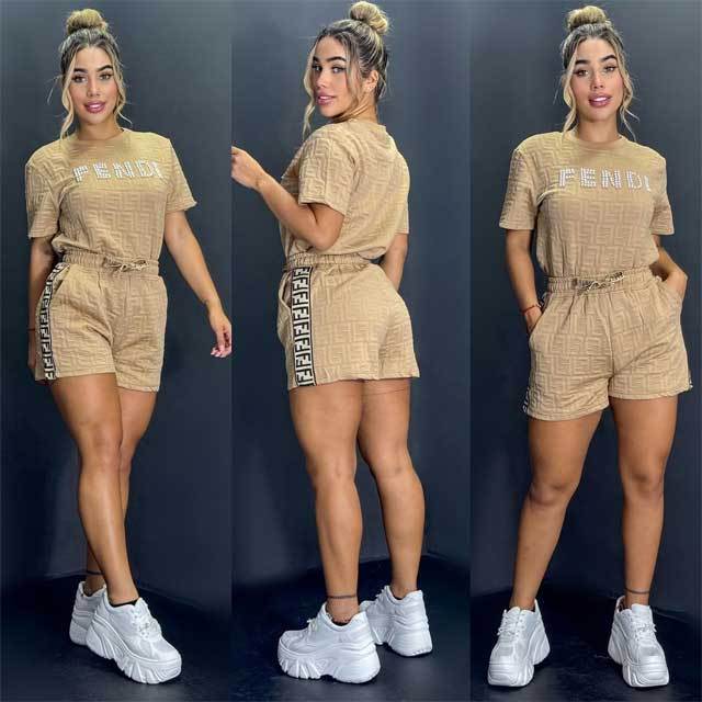 Pearl Embossing Casual Short Set