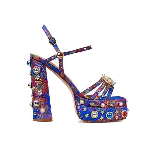 Gemstone Chunky Heeled Sandals