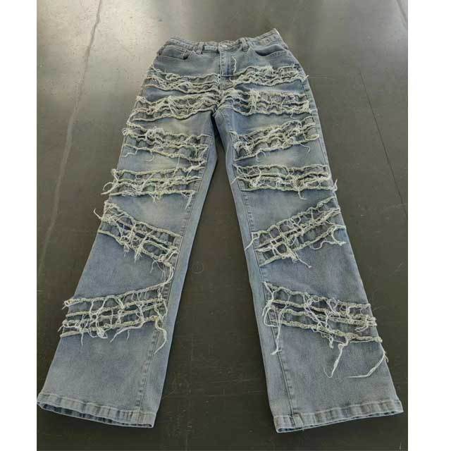 Washed Denim Tassel Jeans