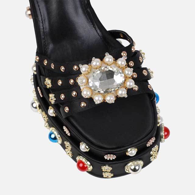 Gemstone Chunky Heeled Sandals