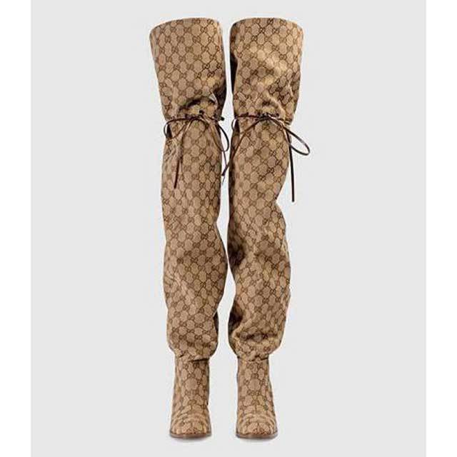 Fashion Print Lace-Up High Heeled Over Knee Boots