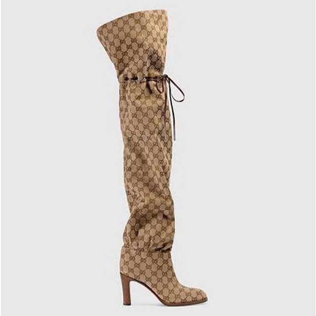 Fashion Print Lace-Up High Heeled Over Knee Boots
