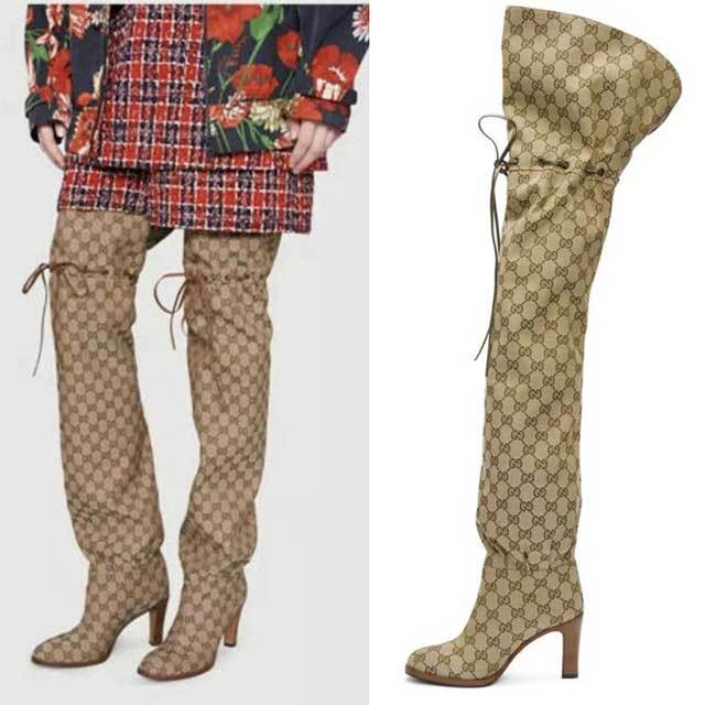 Fashion Print Lace-Up High Heeled Over Knee Boots