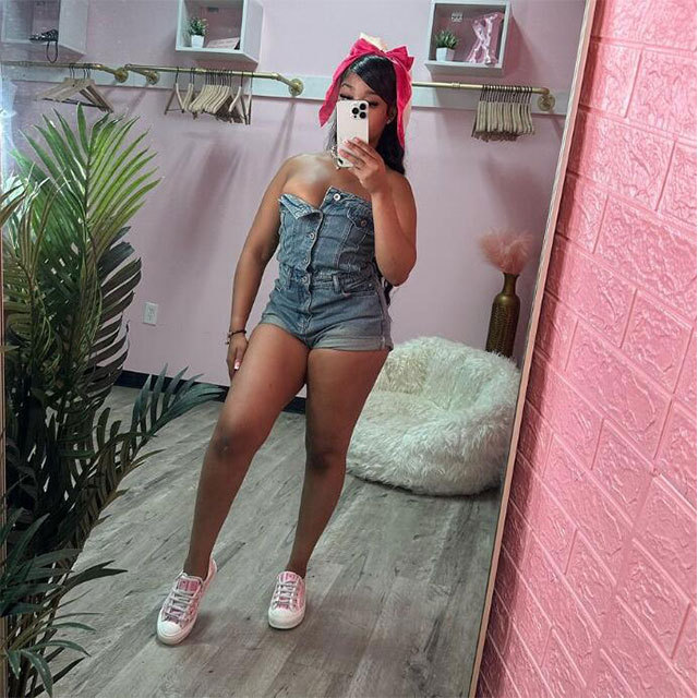 Denim Button Strapless Cargo Romper