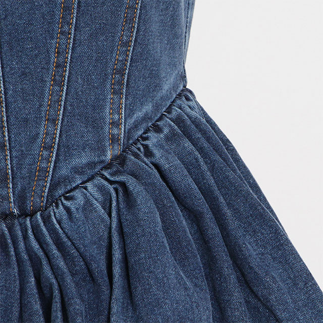 Denim Tube Ruffle Mini Dress