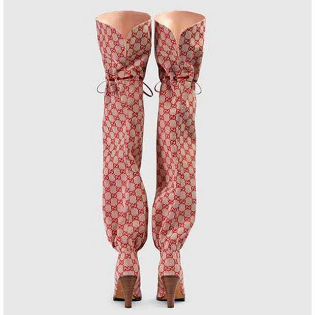 Fashion Print Lace-Up High Heeled Over Knee Boots