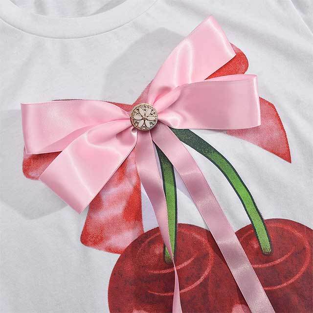 Street Style Printed Bow Fashion T-shirt