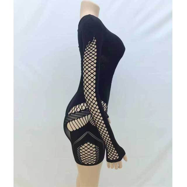 Hollow Out Long Sleeve Lingerie Romper