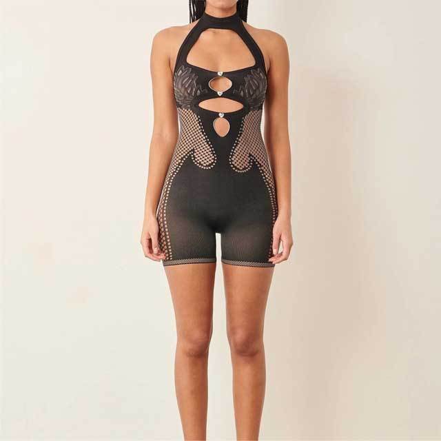 Hollow Out Choker Lingerie Romper
