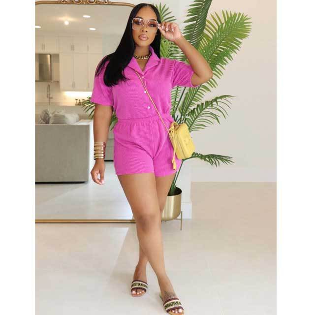 Jacquard Shirt Top Casual Short Set