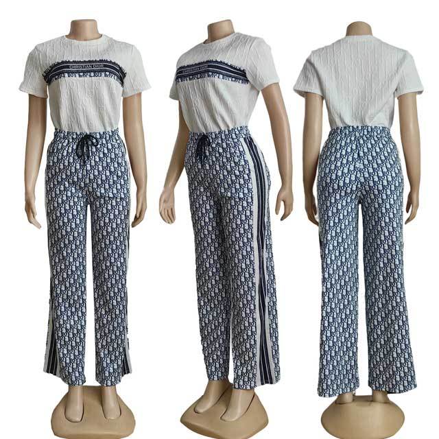 Embossing Casual Pants Suit