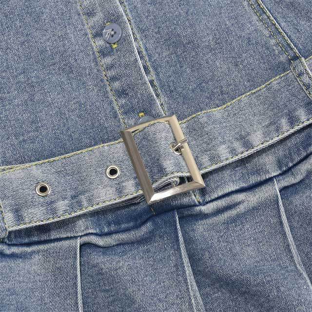 Denim Button Pleated Dress
