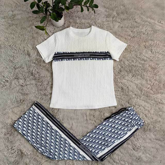Embossing Casual Pants Suit