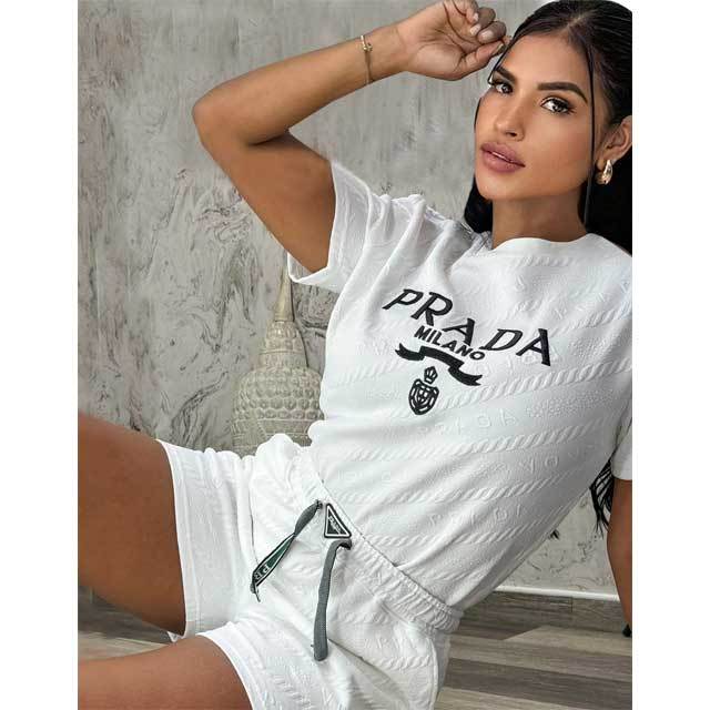 Embossing Embroidery Casual Two Piece Set