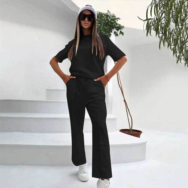 Embossing Casual Pants Set