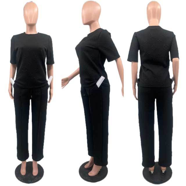 Embossing Casual Pants Set