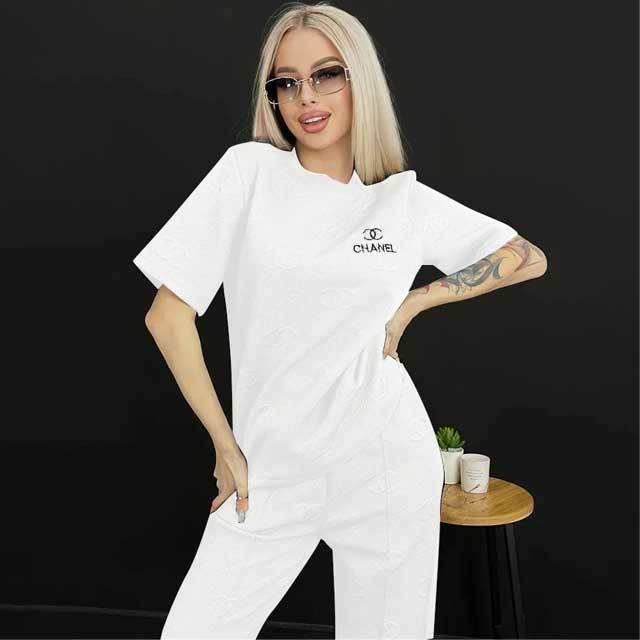Letter Embroidery Embossing Casual Pants Set