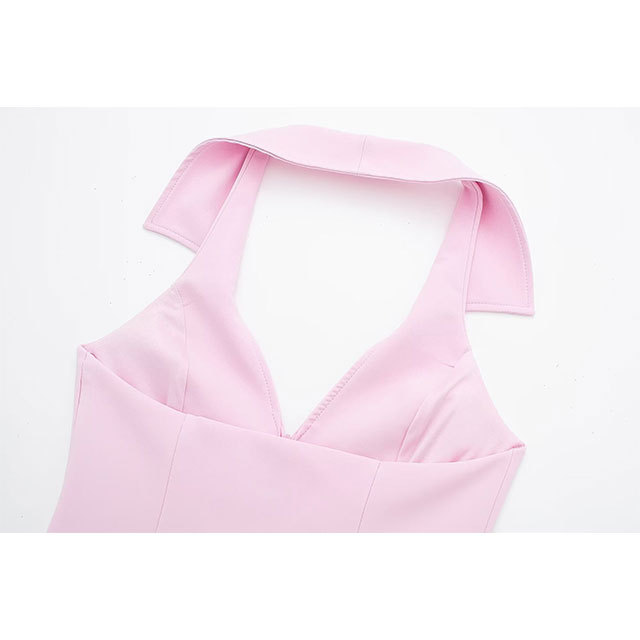 Zipper Up Halter Neck Top 2 Pieces Short Set