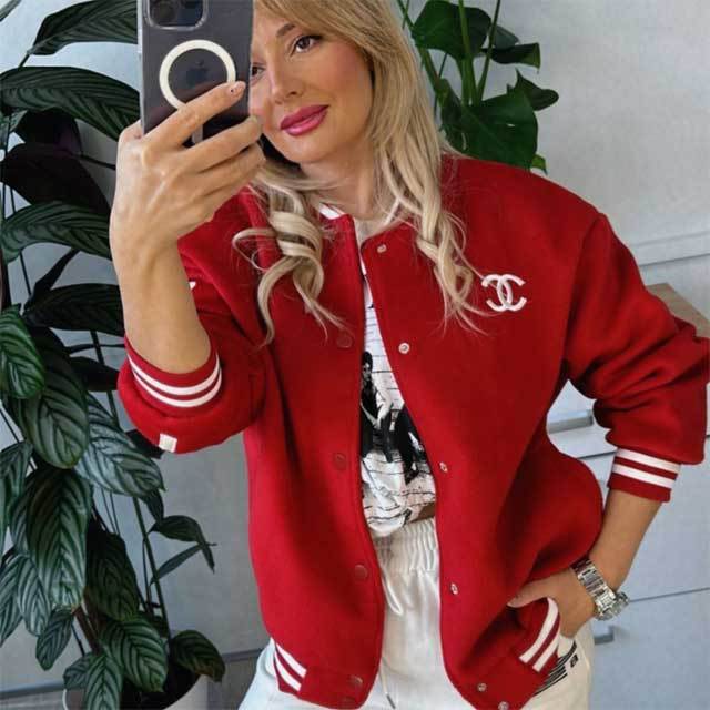 Embroidery Long Sleeve Baseball Jacket