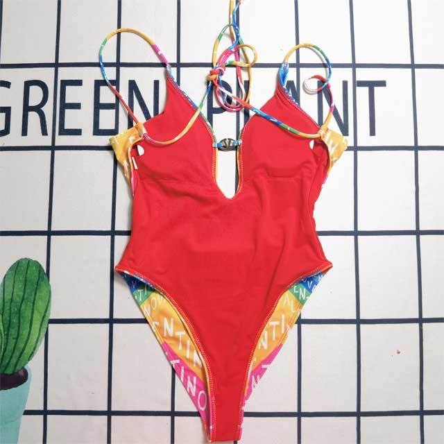 Printed Strappy Backless One Piece