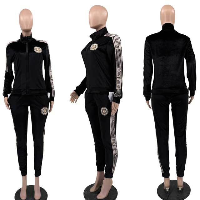 Long Sleeve Velvet Fall Tracksuit Set