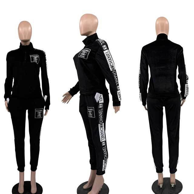 Long Sleeve Velvet Fall Tracksuit Set