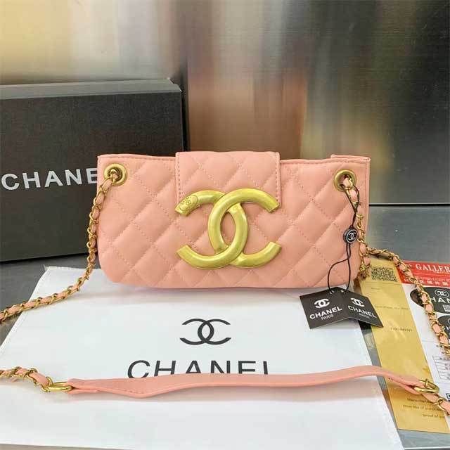 Big Logo Leather Rectangular Shoulder Bag