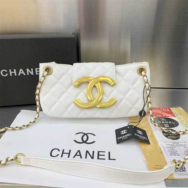 Big Logo Leather Rectangular Shoulder Bag