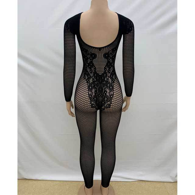 See Through Lace Lingerie Jumpsuit