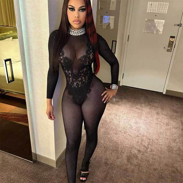See Through Lace Lingerie Jumpsuit