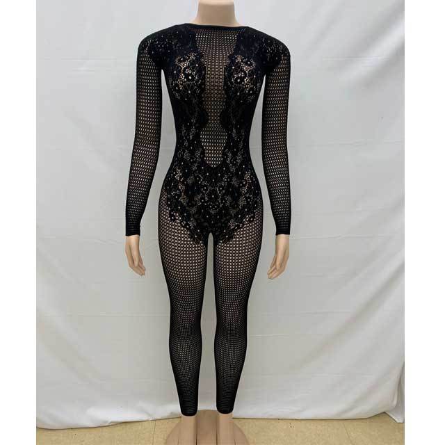 See Through Lace Lingerie Jumpsuit