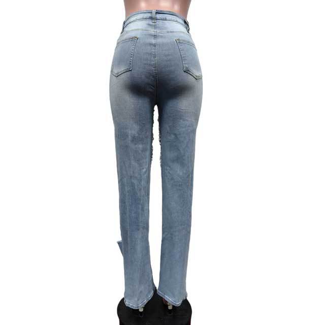 Pearl Chain Hollow Out Jeans