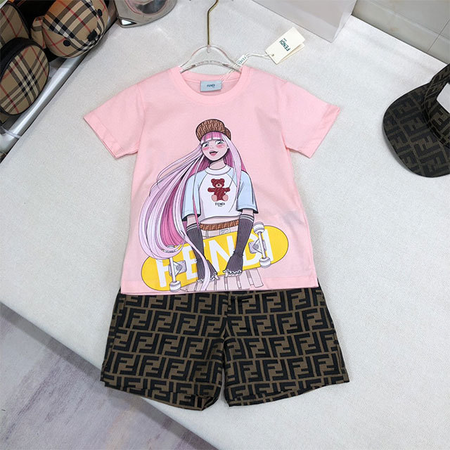 Cartoon Printed Fashion Shorts Set for Kid