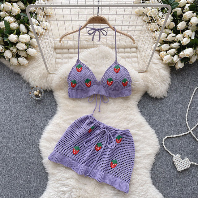 Sweet Halter Neck Top Mini Skirt Set