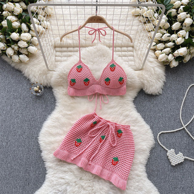 Sweet Halter Neck Top Mini Skirt Set