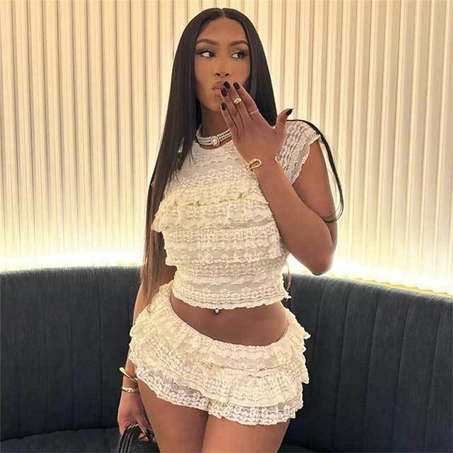 Fashion Casual Ruffle Short Set