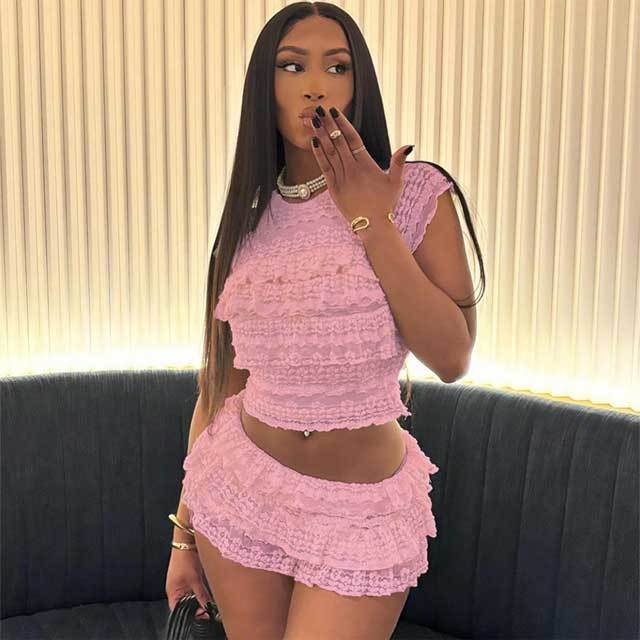 Fashion Casual Ruffle Short Set