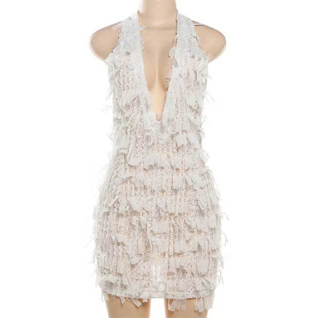 Halter Backless Tassel Dress