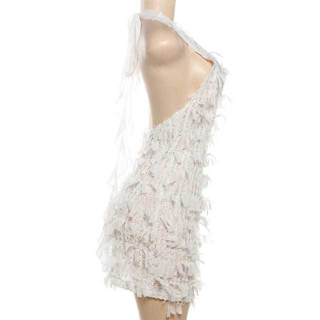 Halter Backless Tassel Dress