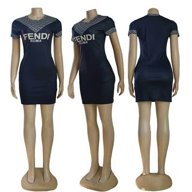 Short Sleeve Printed Bodycon Dress